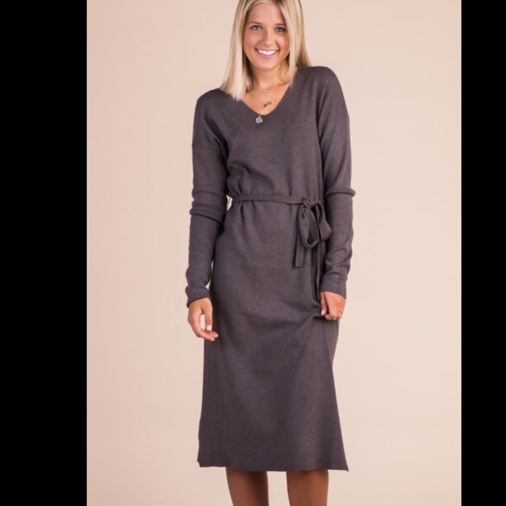 Keystone knit dress in chocolate grey